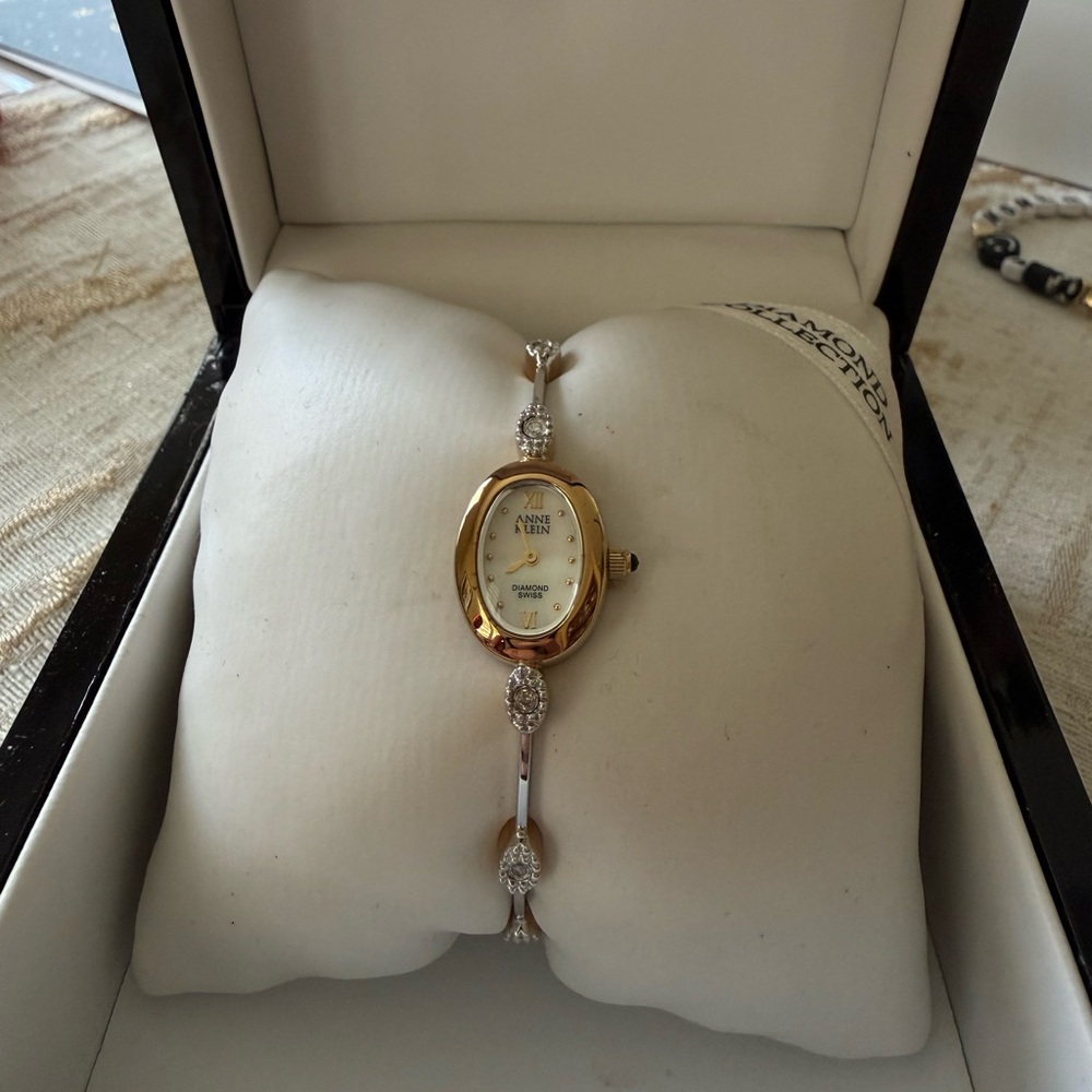 NWOT Anne Klein Women's Two-Tone Diamond Accent Bracelet Watch - Gold/Silver